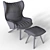 Luxurious Leather Armchair & Ottoman 3D model small image 3