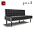 Black Leather Sofa with High Legs 3D model small image 1