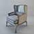 Title: Elegant Lorraine Burlap Armchair 3D model small image 2