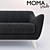 Modern Dark Grey Sofa Charlie 3D model small image 2