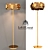 Golden Metal Art Deco Floor Lamp 3D model small image 1