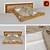 EcoBed: Stylish Wooden Frame with Linen Bedding & LED Lighting 3D model small image 1