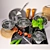 Decorated Cookware Set 3D model small image 2