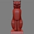 Elegant Bronze Cat Statue 3D model small image 3