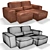 Modular Sofa with Adjustable Seats 3D model small image 2