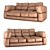 Vintage Distressed Leather Sofa 3D model small image 1