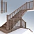 Classic Oak Stairs 3D model small image 1