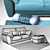 Modern Two-Tone Sofa with Ottoman 3D model small image 3