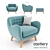 Scandinavian Style Lester Armchair 3D model small image 1