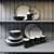 Sleek Graphite Dinnerware Set 3D model small image 1