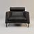 Modern Black Leather Armchair 3D model small image 2