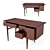 Vintage Walnut Writing Desk 3D model small image 1