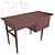 Vintage Walnut Writing Desk 3D model small image 2