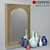 Metal Mirror & Enamel Vases Set 3D model small image 1