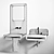 Wave Corian Vanity with Mirror & Towel Holder 3D model small image 3