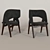Elegant Wood and Fabric Chair 3D model small image 1