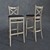 Elegant Toscana Barstool: Natural Wood & Cushioned Seat 3D model small image 1