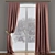 Elegant Beaded Satin Curtains with Pickup 3D model small image 1