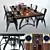 Industrial Iron Dining Set 3D model small image 1