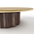 Brass-Accented Oak Cocktail Table 3D model small image 2