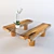 Rustic Wood Coffee Table with Glass Top 3D model small image 1