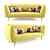 Vibrant Yellow Sofa with Francoise Nielly Print 3D model small image 1