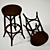 Vienna Style Bar Stool | Dark Walnut Finish 3D model small image 3