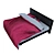 Modern Wood Bed with Leather Back & Silk/Cotton Cloth Design 3D model small image 2