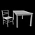 Modern Wood and Glass Dining Set 3D model small image 3