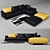 Modern & Vibrant Sofa: Black & Yellow 3D model small image 1