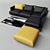 Modern & Vibrant Sofa: Black & Yellow 3D model small image 2