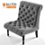 Elegant Gray Linen Lounge Chair 3D model small image 1