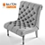 Elegant Gray Linen Lounge Chair 3D model small image 2