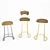 Maxi Barstool - Yellow Wood 3D model small image 2