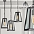 Industrial Black Pendant Chandelier 3D model small image 1