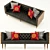 Contemporary Black Leather Sofa 3D model small image 1