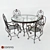 Elegant Wrought Iron Dining Set. 3D model small image 1