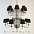Elegant Nickel Chandelier with Black or White Shades 3D model small image 1