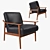 Sleek Mid-Century Leather Chair 3D model small image 1