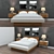 Modern Bedroom Set with Nightstand, Bed, Bridge Photo, Books & Lamp 3D model small image 1