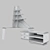 Elegant Corner Desk with Asymmetric Shelves - Art Way 3D model small image 3