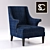 Luxurious Bishop Armchair: Stylish, Piped Design 3D model small image 1