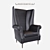 Luxury Chesterfield Leather Armchair 3D model small image 1