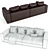 Luxury Fendi Longchamp Sofa 3D model small image 2