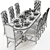 Elegant Pottery Barn Dining Set 3D model small image 3