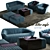 Elegant Blue Sofa Set 3D model small image 1