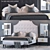 Victoria Bed Set with Chester Bench & Laurent Nightstand + Concave Lamp & Grafton Rug 3D model small image 1