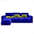 Blue Velvet Modern Sofa 3D model small image 1