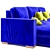 Blue Velvet Modern Sofa 3D model small image 2