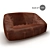 Luxury Brown Leather Sofa 3D model small image 1